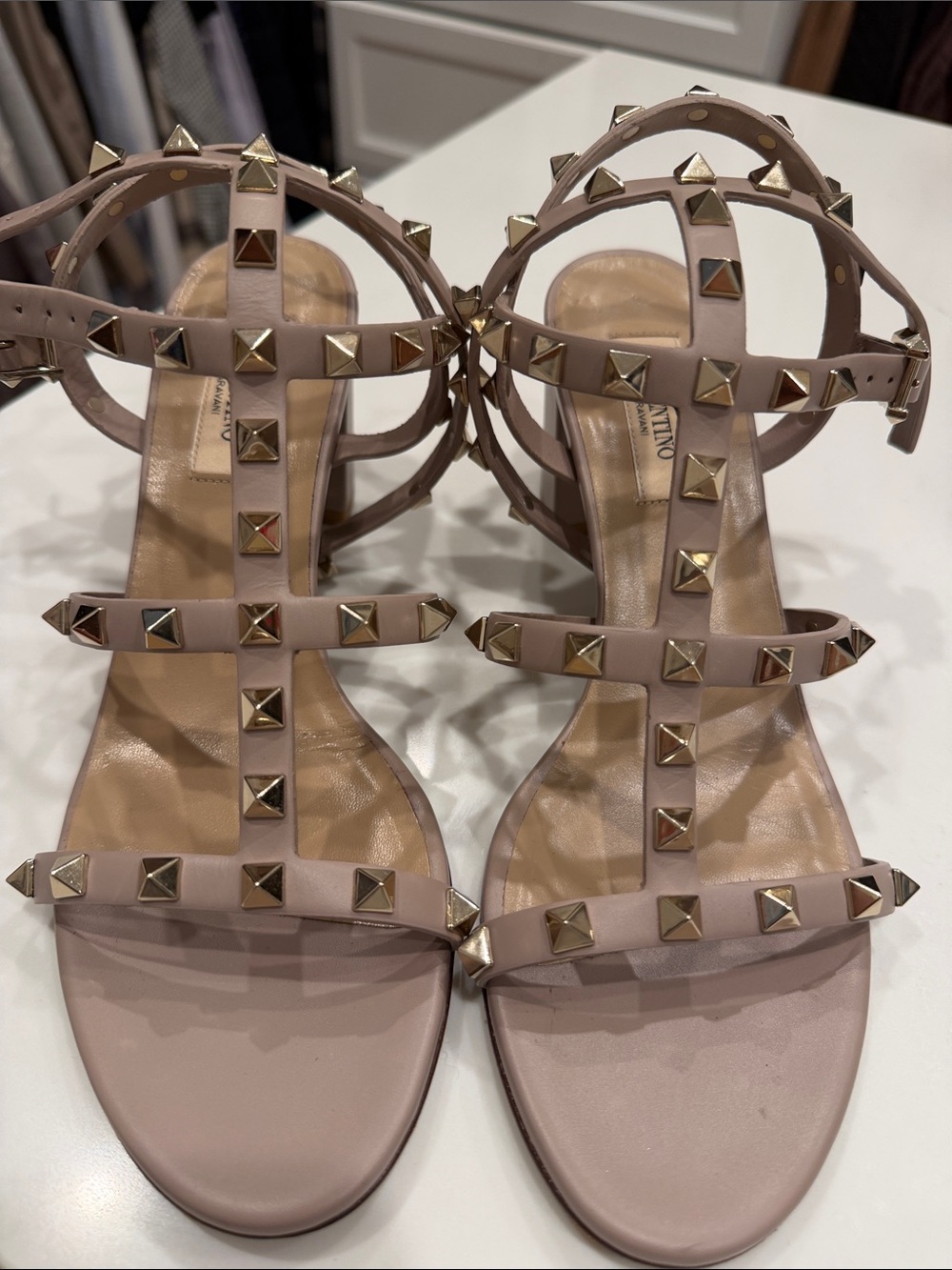 Valentino Pink Rockstud Strappy Flat Sandals